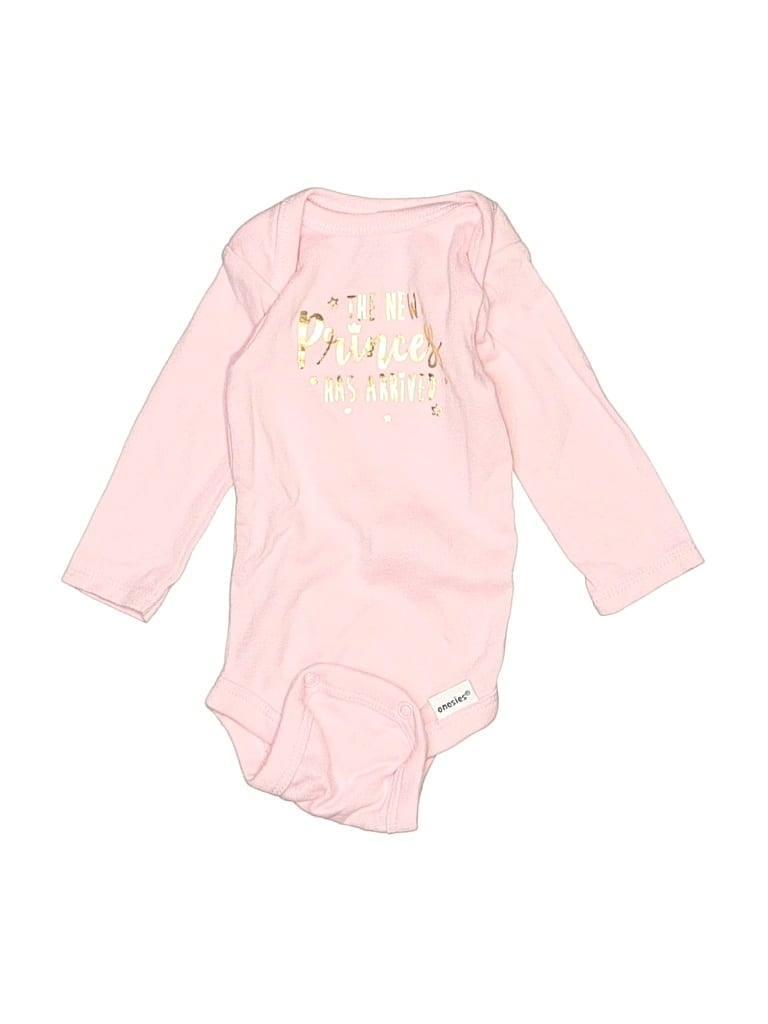 Pre-owned Gerber Babies' Long Sleeve Onesie In Pink