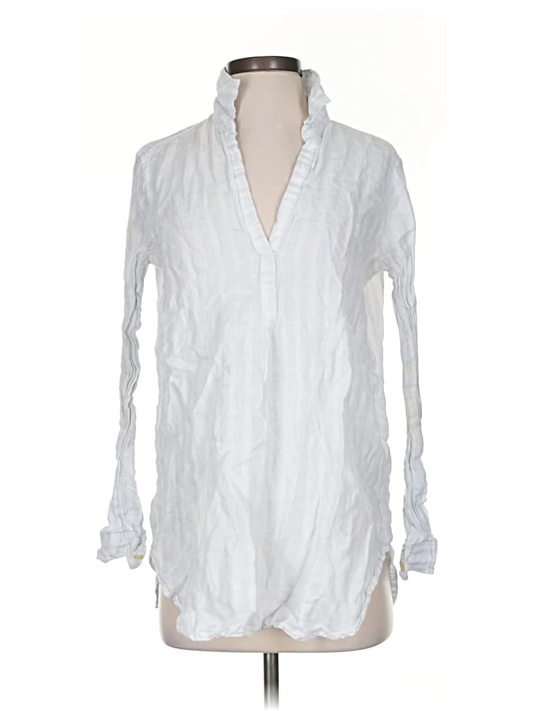 Pre-owned Gap Long Sleeve Blouse In White
