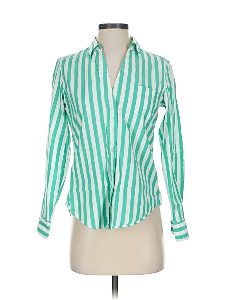 Pre-owned Gap Long Sleeve Blouse In Green