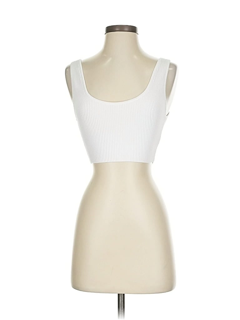 Pre-owned Babaton Tank Top Ivory Strapless Neckline Tops In White