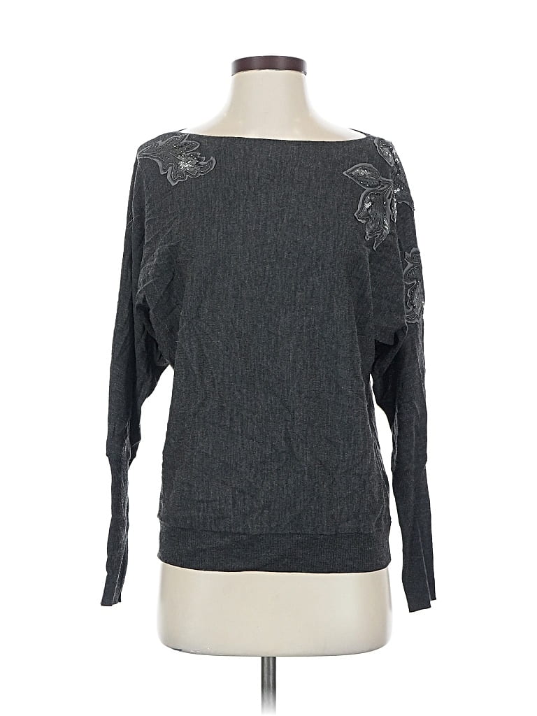 Pre-owned Lafayette 148 Long Sleeve Top Gray Boatneck Tops