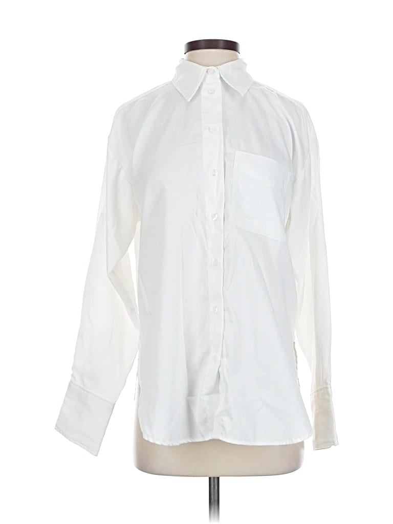 Pre-owned H&m Long Sleeve Blouse In White
