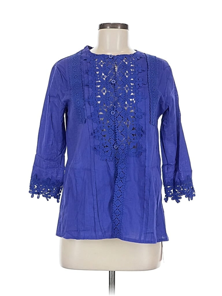Pre-owned Assorted Brands 3/4 Sleeve Blouse In Blue