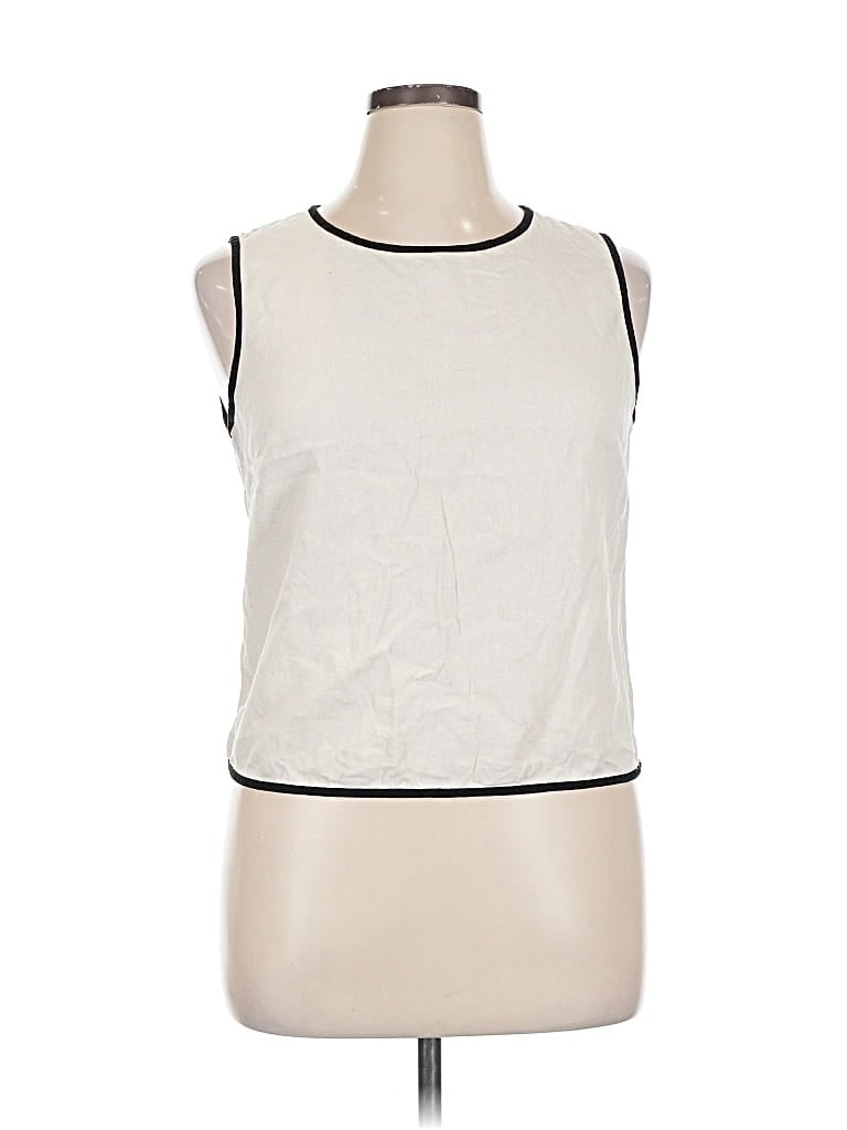 Pre-owned Tahari Sleeveless Top Ivory Boatneck Tops In White