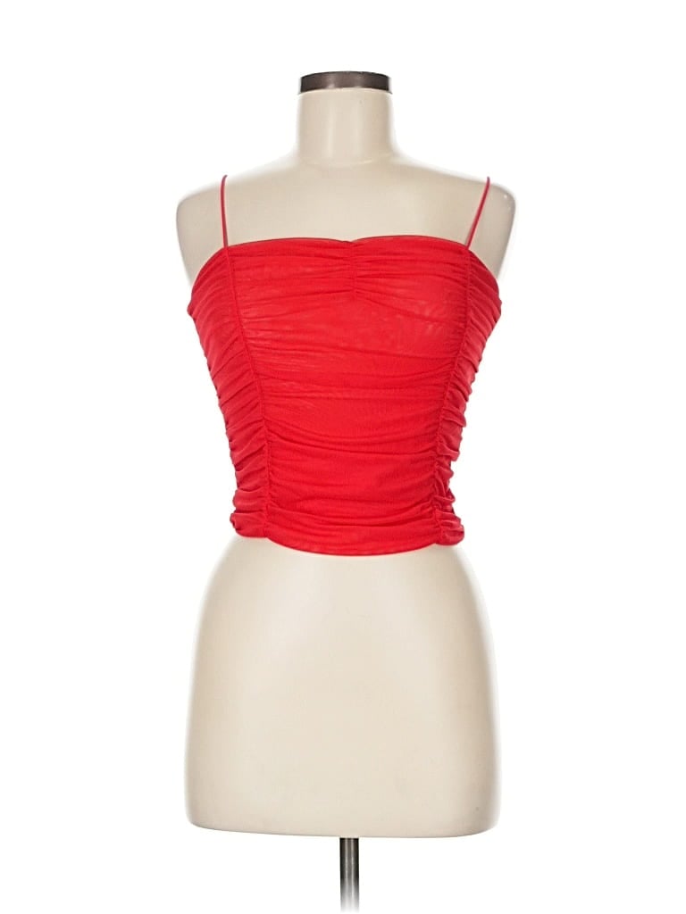 Pre-owned Faded Rose Sleeveless Top Red Strapless Neckline Tops
