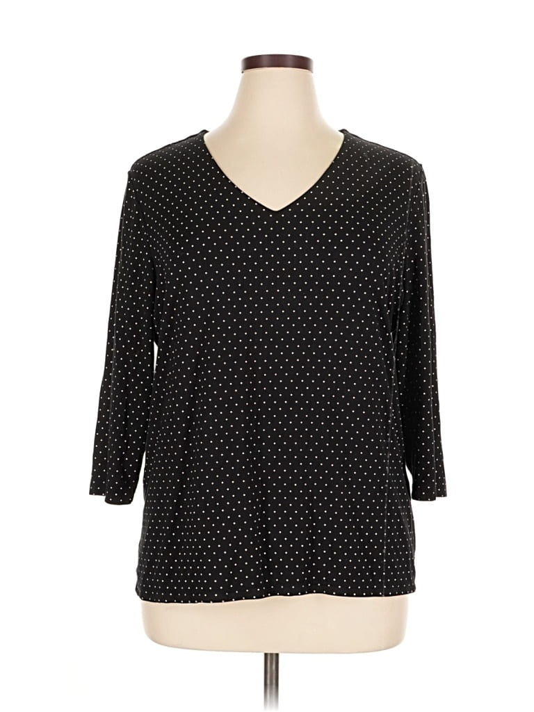 Pre-owned Chico's 3/4 Sleeve T-shirt In Black