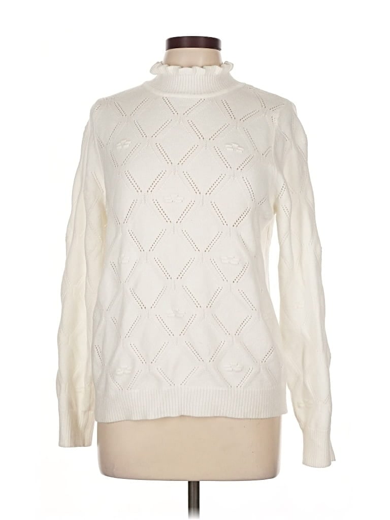 Pre-owned Nanette Lepore Turtleneck Sweater In White