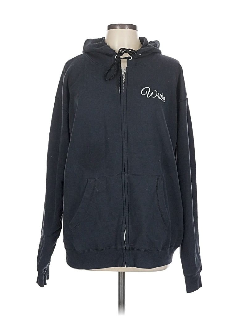 Pre-owned Hanes Zip Up Hoodie In Blue