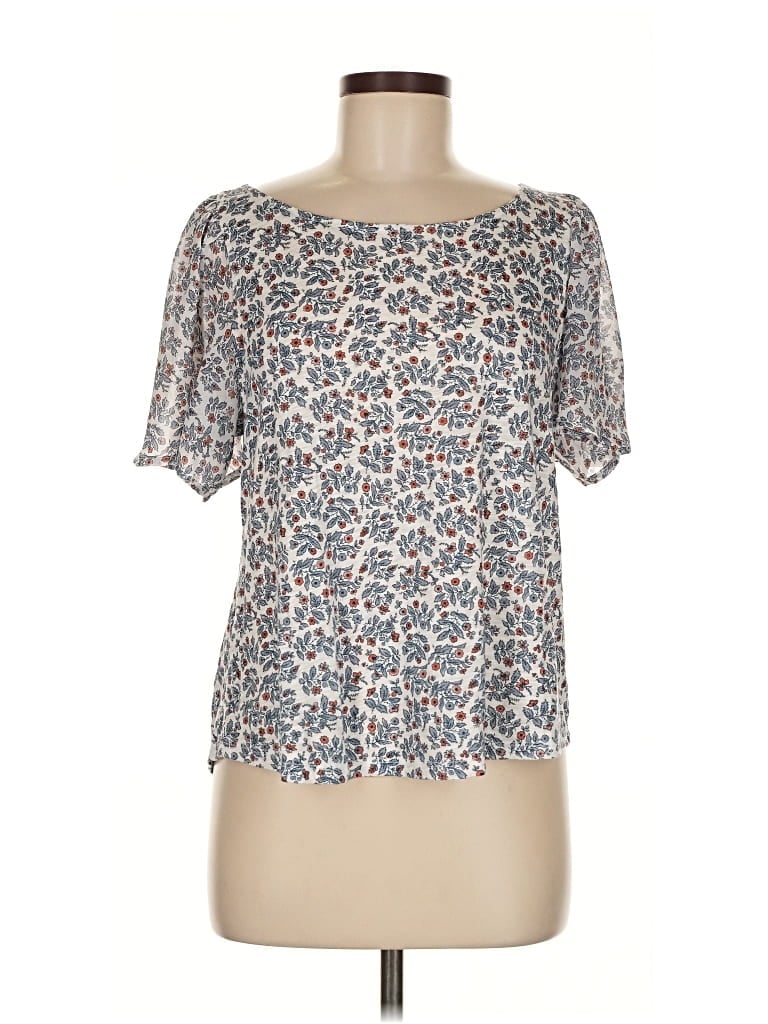 Pre-owned Lucky Brand Short Sleeve Blouse In Gray