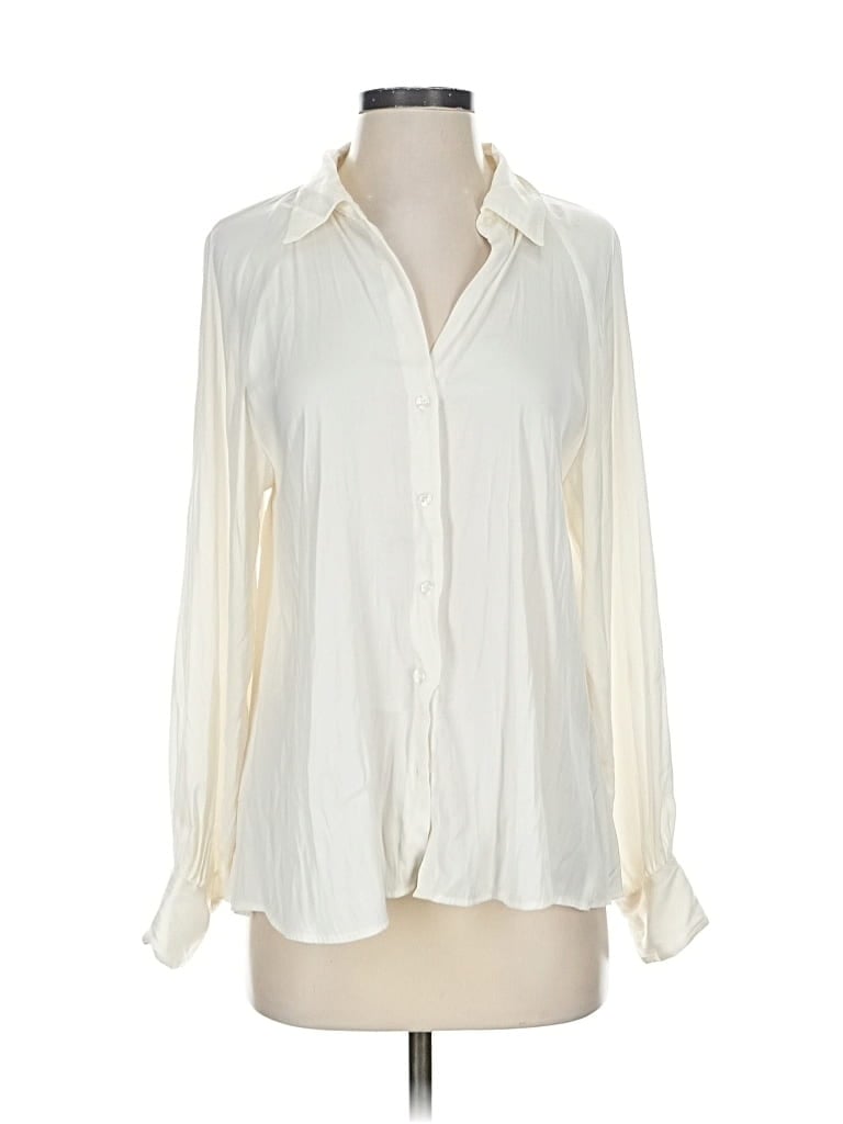Pre-owned Banana Republic Factory Store Long Sleeve Blouse In White