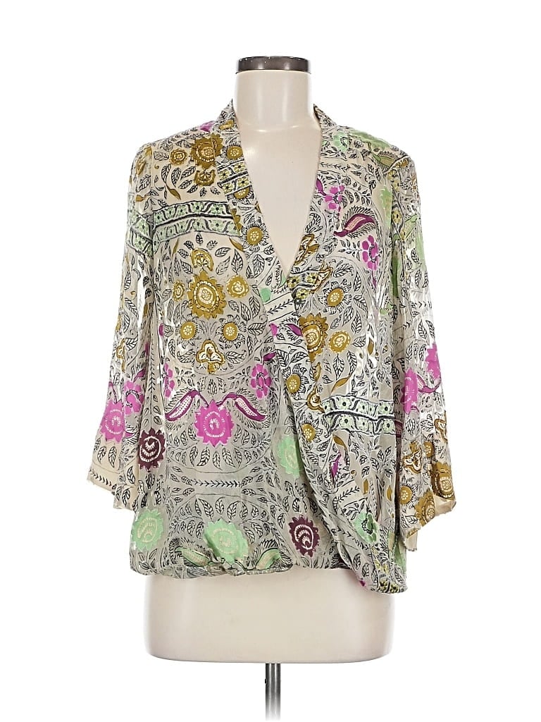 Pre-owned Floreat 3/4 Sleeve Blouse In Green