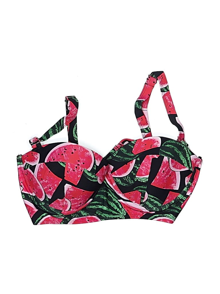 Pre-owned Meet.curve Swimsuit Top Pink Tropical Pattern Swimwear