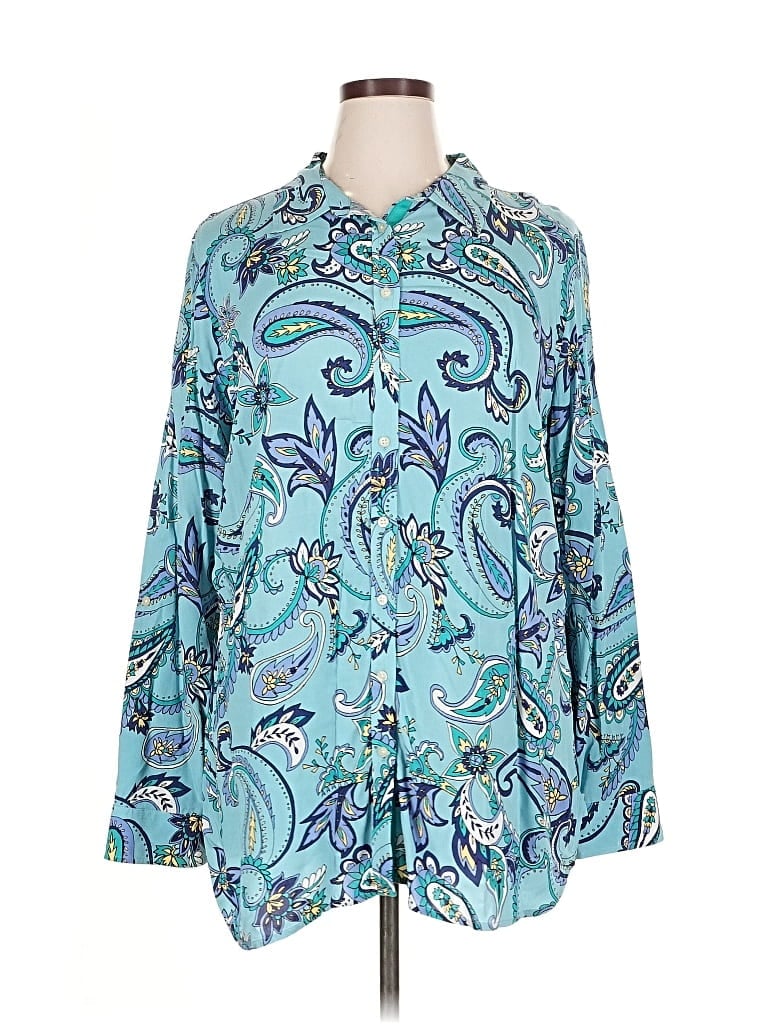 Pre-owned Talbots Outlet Long Sleeve Blouse In Blue