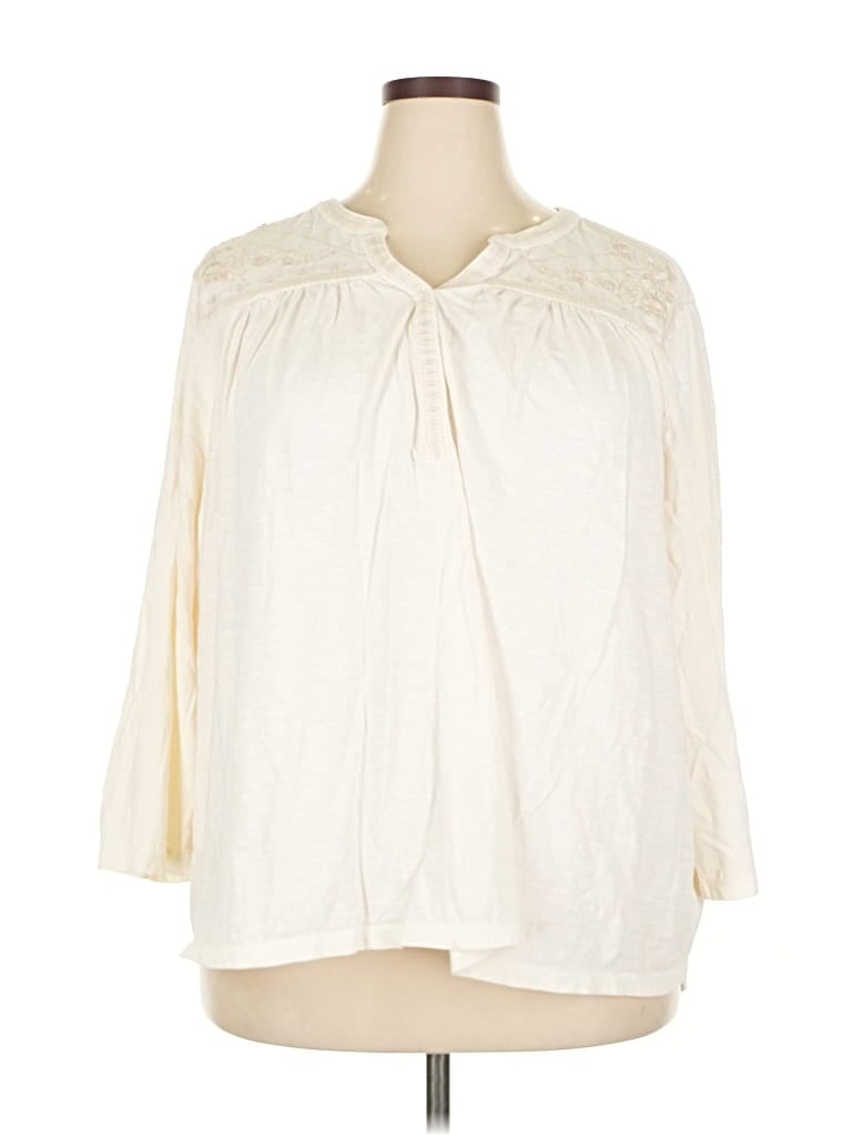Pre-owned St. John's Bay 3/4 Sleeve Blouse In White