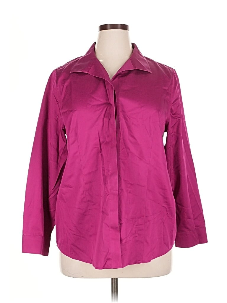 Pre-owned Chico's 3/4 Sleeve Button Down Shirt In Burgundy