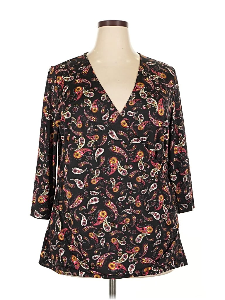 Pre-owned Arna York 3/4 Sleeve Blouse In Black