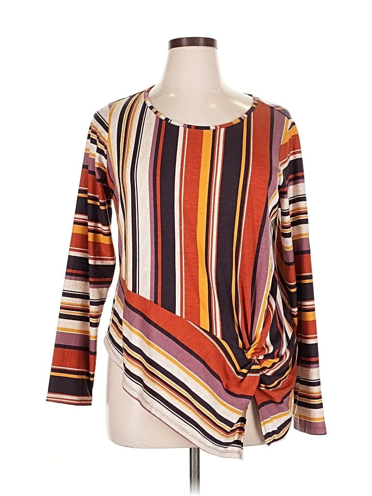 Pre-owned Absolutely Famous Long Sleeve Blouse In Orange