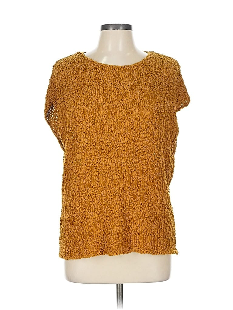 Pre-owned Ann Taylor Loft Short Sleeve Blouse In Gold