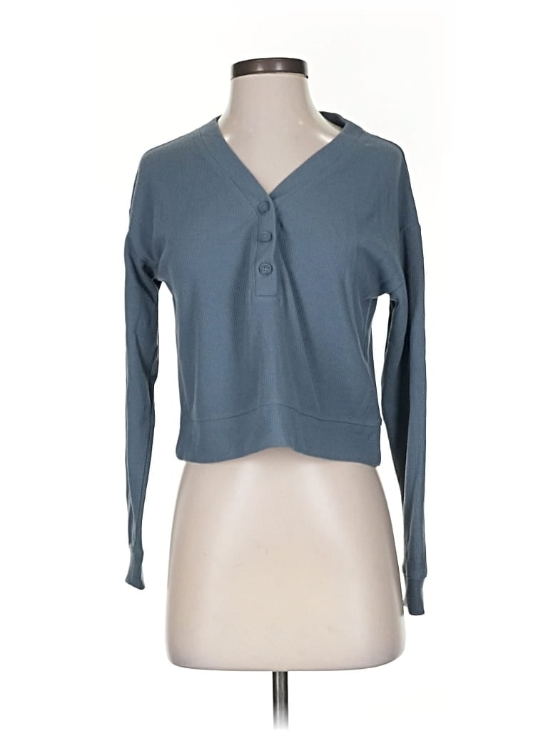 Pre-owned Gilly Hicks Long Sleeve Henley Shirt In Gray