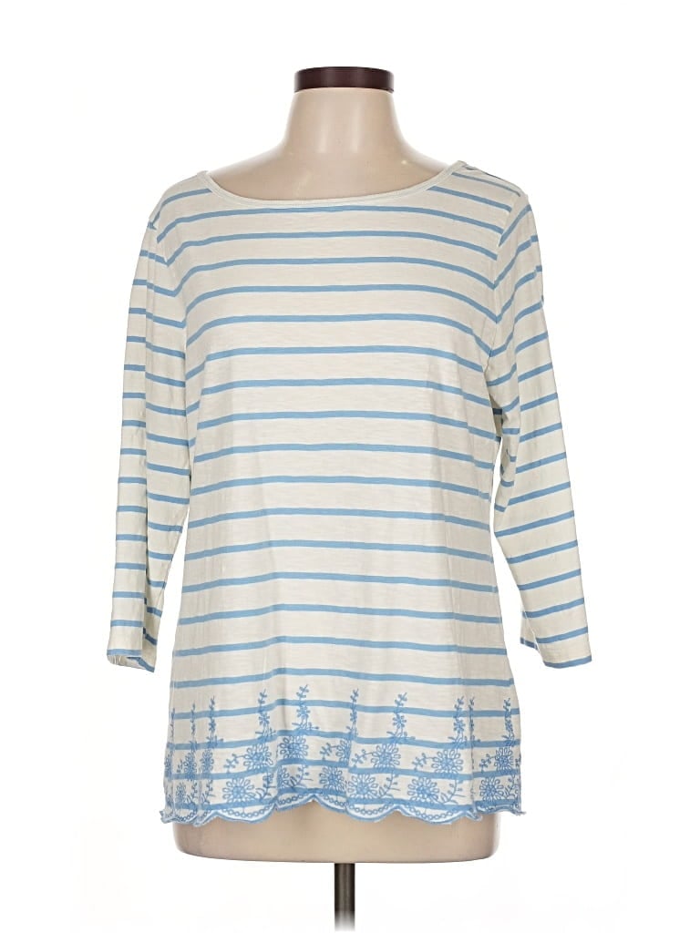 Pre-owned Talbots Outlet 3/4 Sleeve T-shirt In Blue