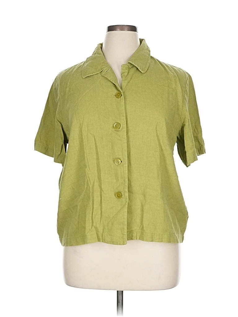 Pre-owned Jm Collection Short Sleeve Blouse In Green
