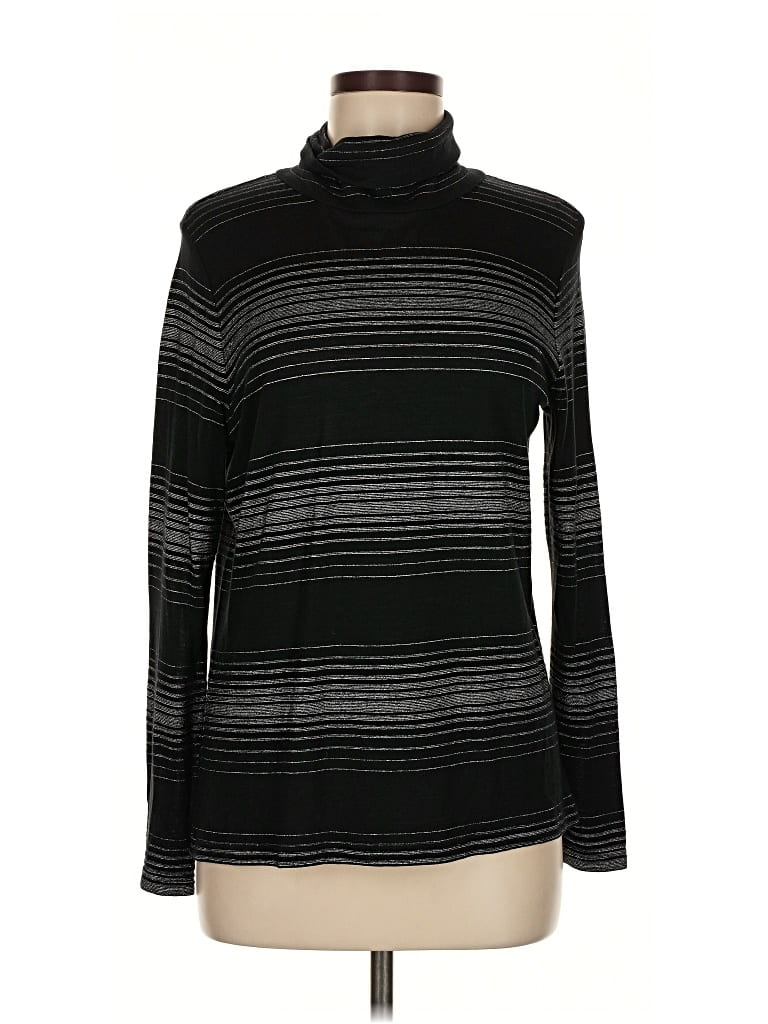 Pre-owned Talbots Long Sleeve Turtleneck In Black