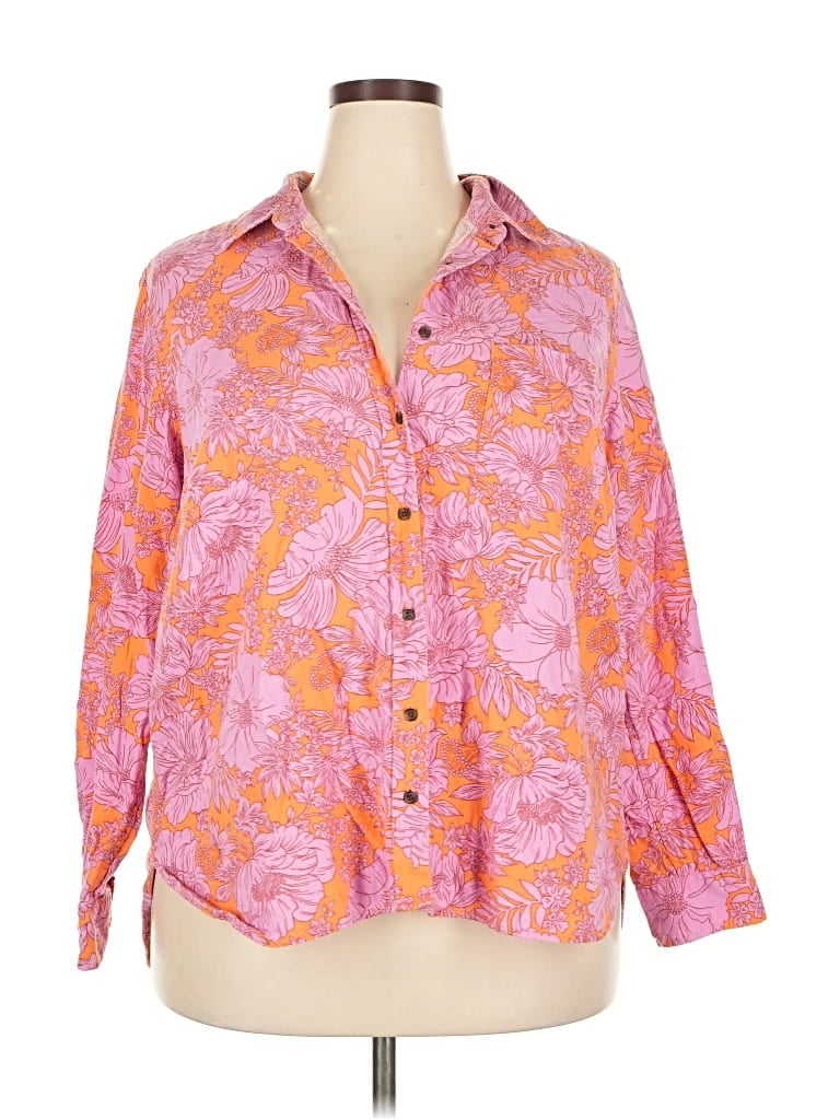 Pre-owned Universal Thread 3/4 Sleeve Button Down Shirt In Pink