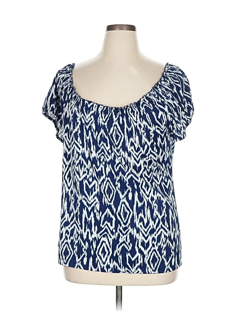 Pre-owned Carol Rose Short Sleeve Blouse In Blue
