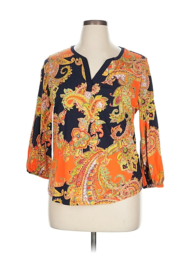 Pre-owned Polo Ralph Lauren 3/4 Sleeve Blouse In Orange