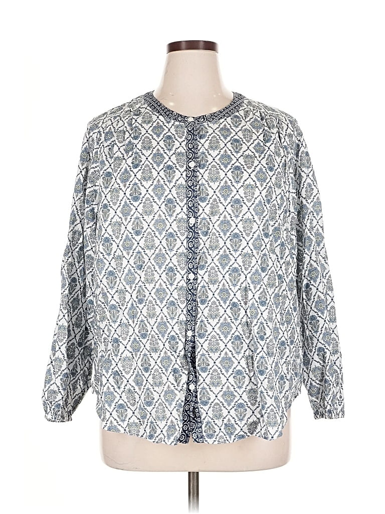 Pre-owned Lucky Brand 3/4 Sleeve Blouse In Blue