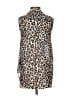 H&M 100% Recycled Polyester Animal Print Brown Sleeveless Blouse Size 2 - photo 2