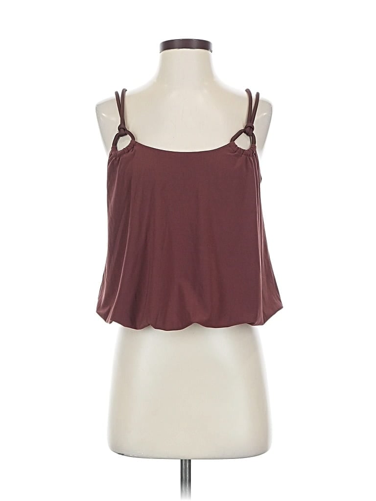Express Sleeveless Top Burgundy Halter Neckline Tops In Multi
