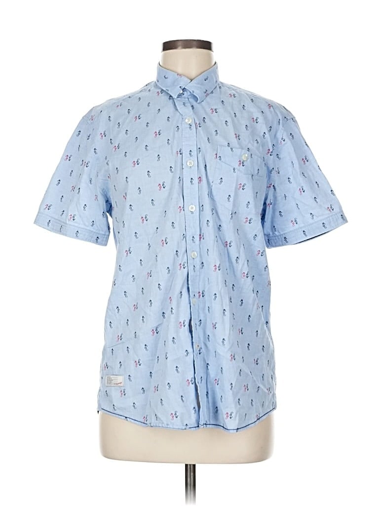 Pre-owned 7 Diamonds Short Sleeve Button Down Shirt In Blue