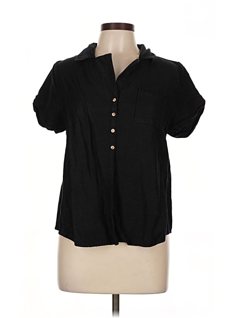 Pre-owned Chaser Short Sleeve Blouse In Black