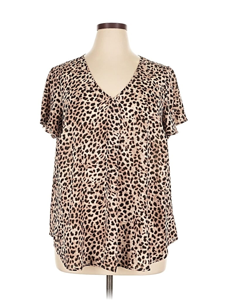 Pre-owned Torrid Short Sleeve Blouse In Brown