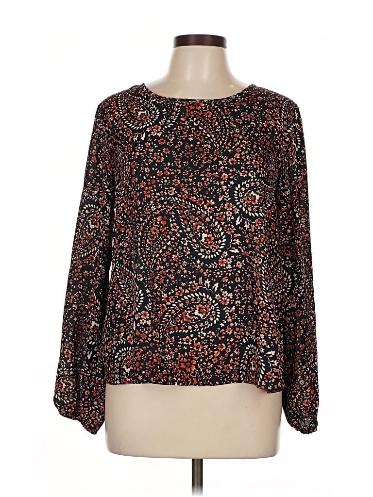 Pre-owned Mia + Tess Long Sleeve Blouse In Black