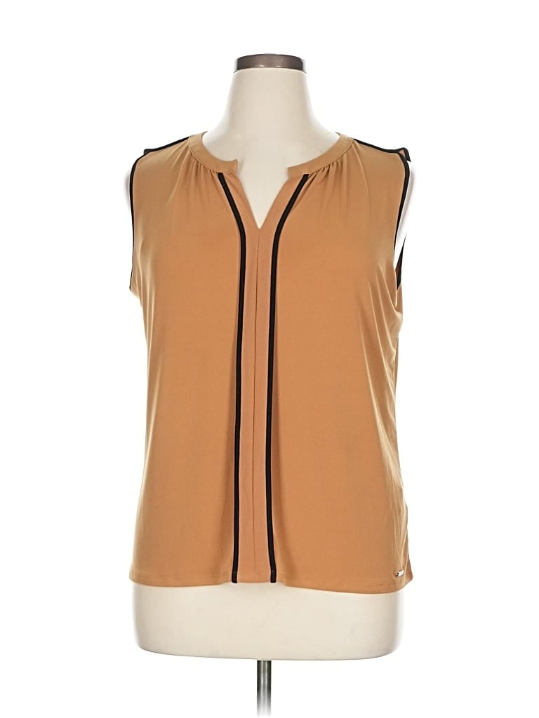 Pre-owned Calvin Klein Sleeveless Blouse In Brown