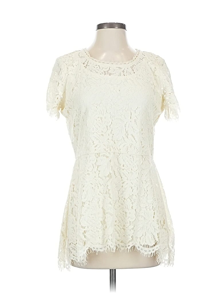 Pre-owned Isaac Mizrahi Live Short Sleeve Blouse In White