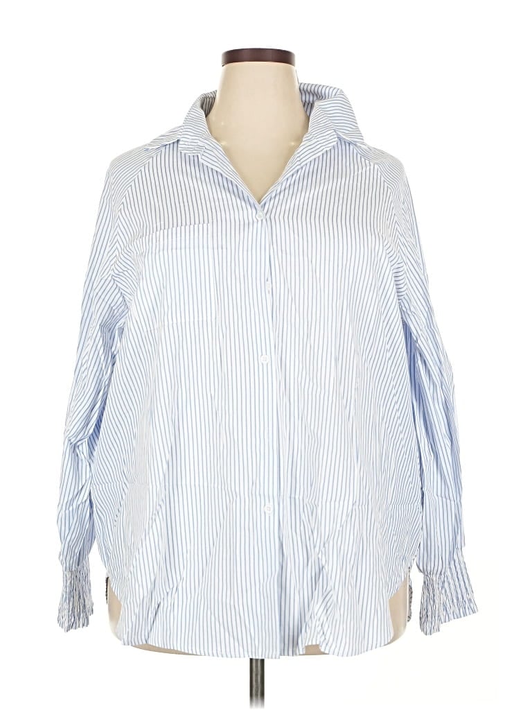 Pre-owned Unbranded Long Sleeve Button Down Shirt In Blue