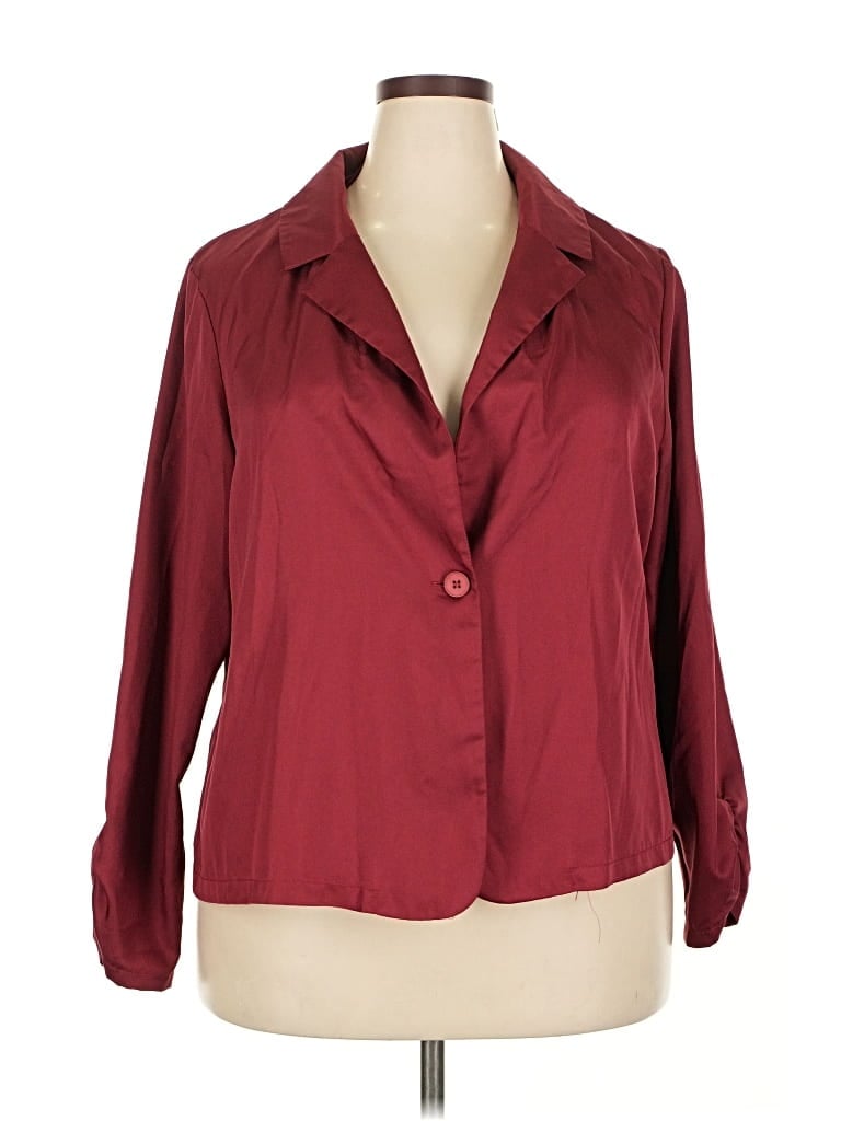 Pre-owned Shein Curve Blazer Jacket In Burgundy
