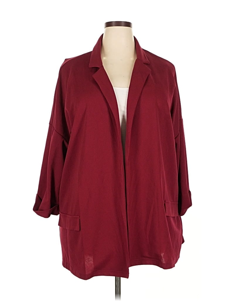 Pre-owned Shein Curve Coat In Burgundy