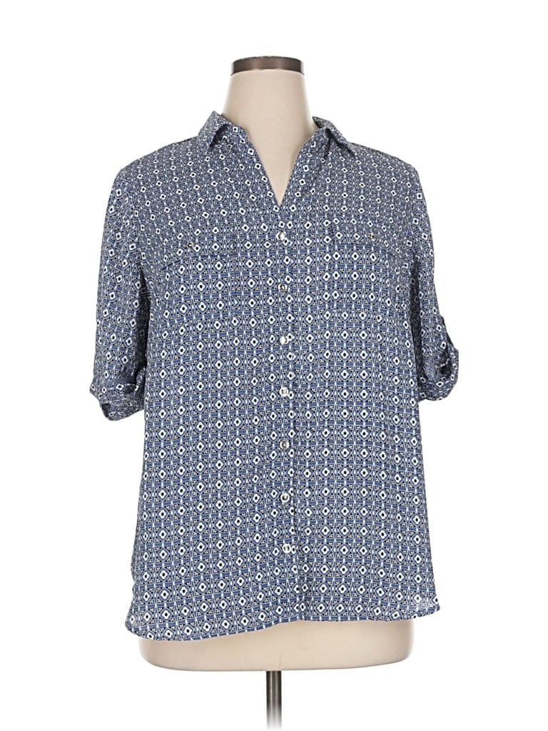 Pre-owned Sara Michelle 3/4 Sleeve Blouse In Blue