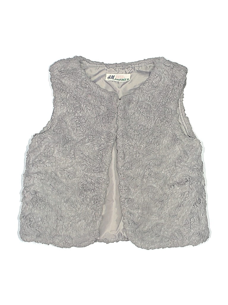 Pre-owned H&m Kids' Faux Fur Vest In Gray