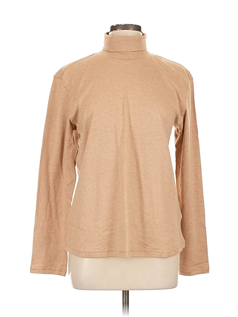 Pre-owned Basic Editions Long Sleeve Turtleneck In Brown