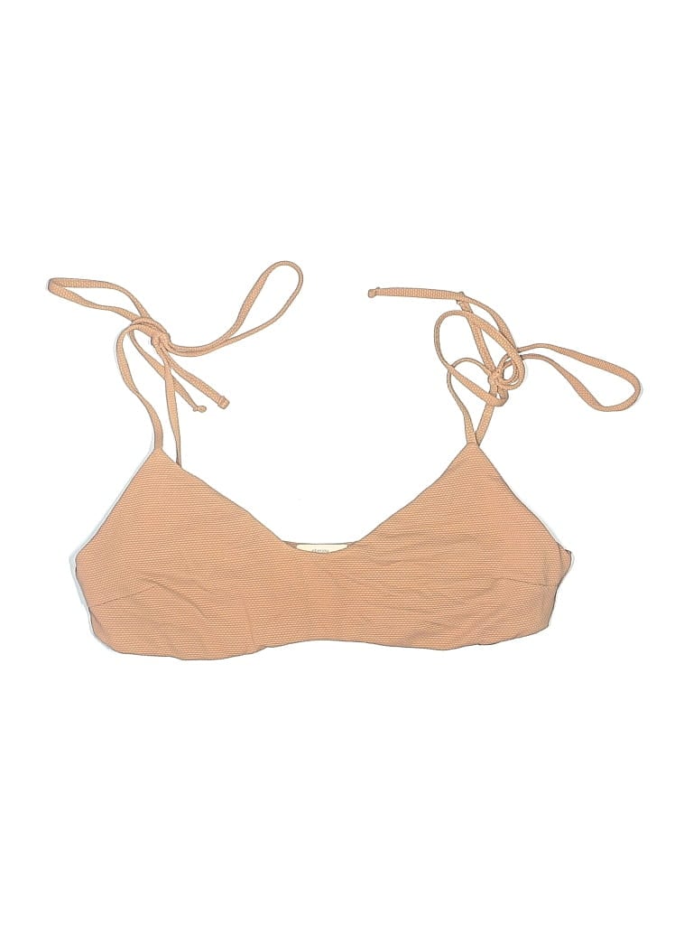 Pre-owned Eberjey Swimsuit Top Tan Solid Pattern Swimwear In Brown