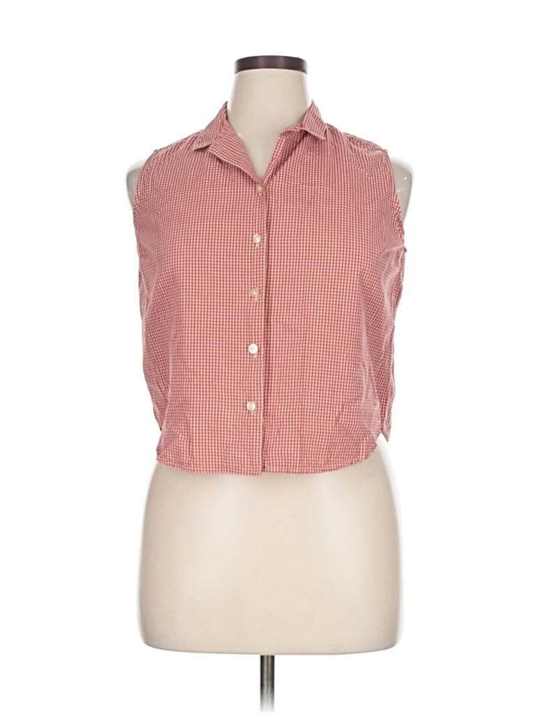 Pre-owned Xhilaration Sleeveless Button Down Shirt In Red