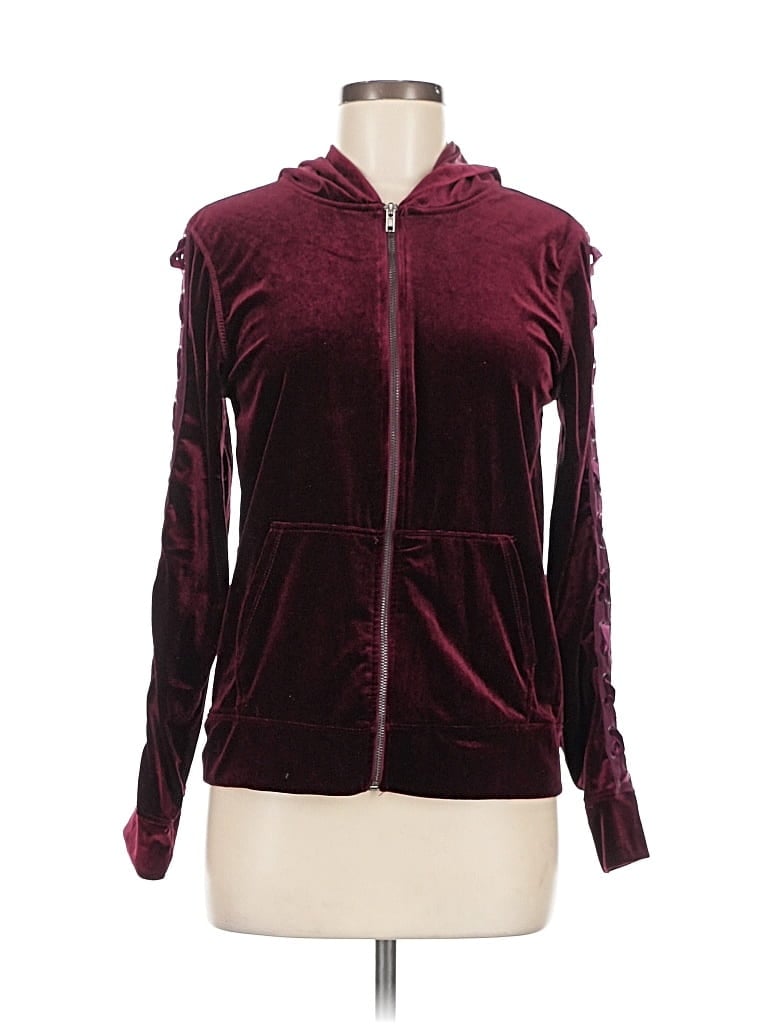 Pre-owned Material Girl Zip Up Hoodie In Burgundy