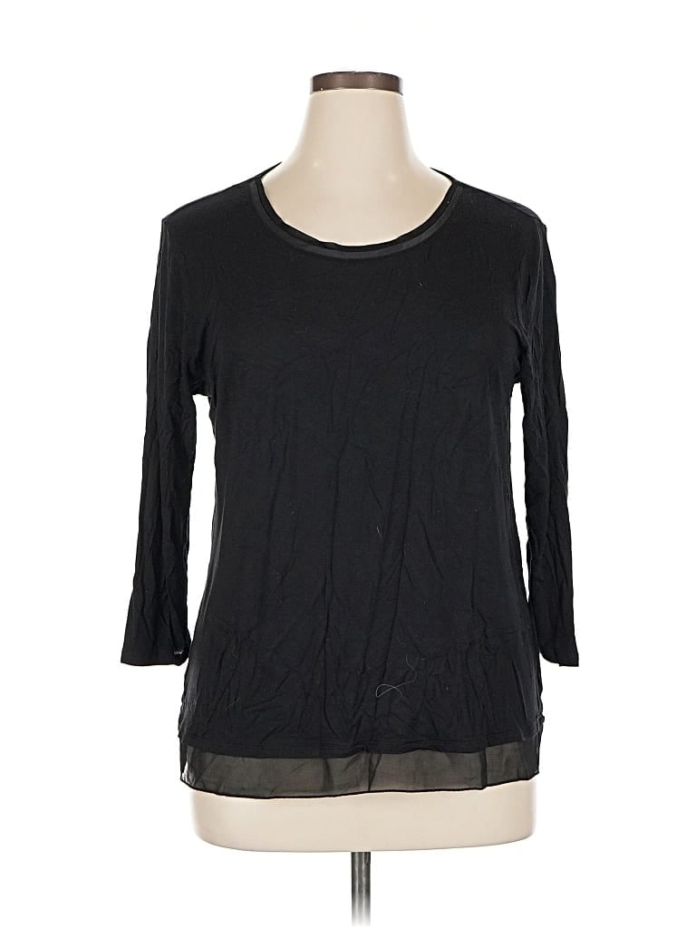 Pre-owned Marled By Reunited 3/4 Sleeve Top Black Boatneck Tops