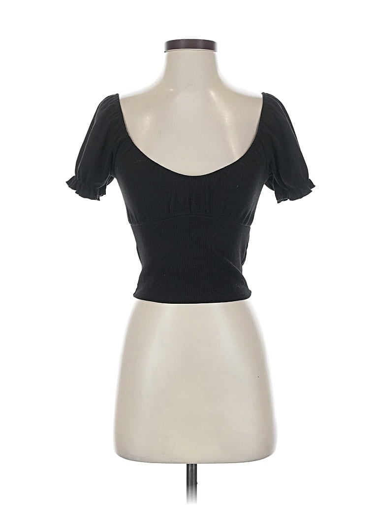 Pre-owned Altar'd State Short Sleeve Top Black Sweetheart Neckline Tops