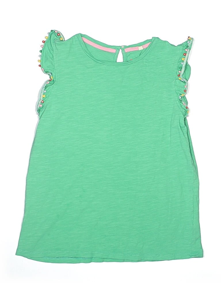 Pre-owned Mini Boden Kids' Sleeveless Top Green Ruffles Neckline Tops